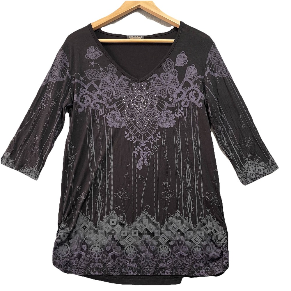 Vanilla Sugar Womens Tattoo Floral Whimsigoth Top Large‎ Witchy Grunge Biker